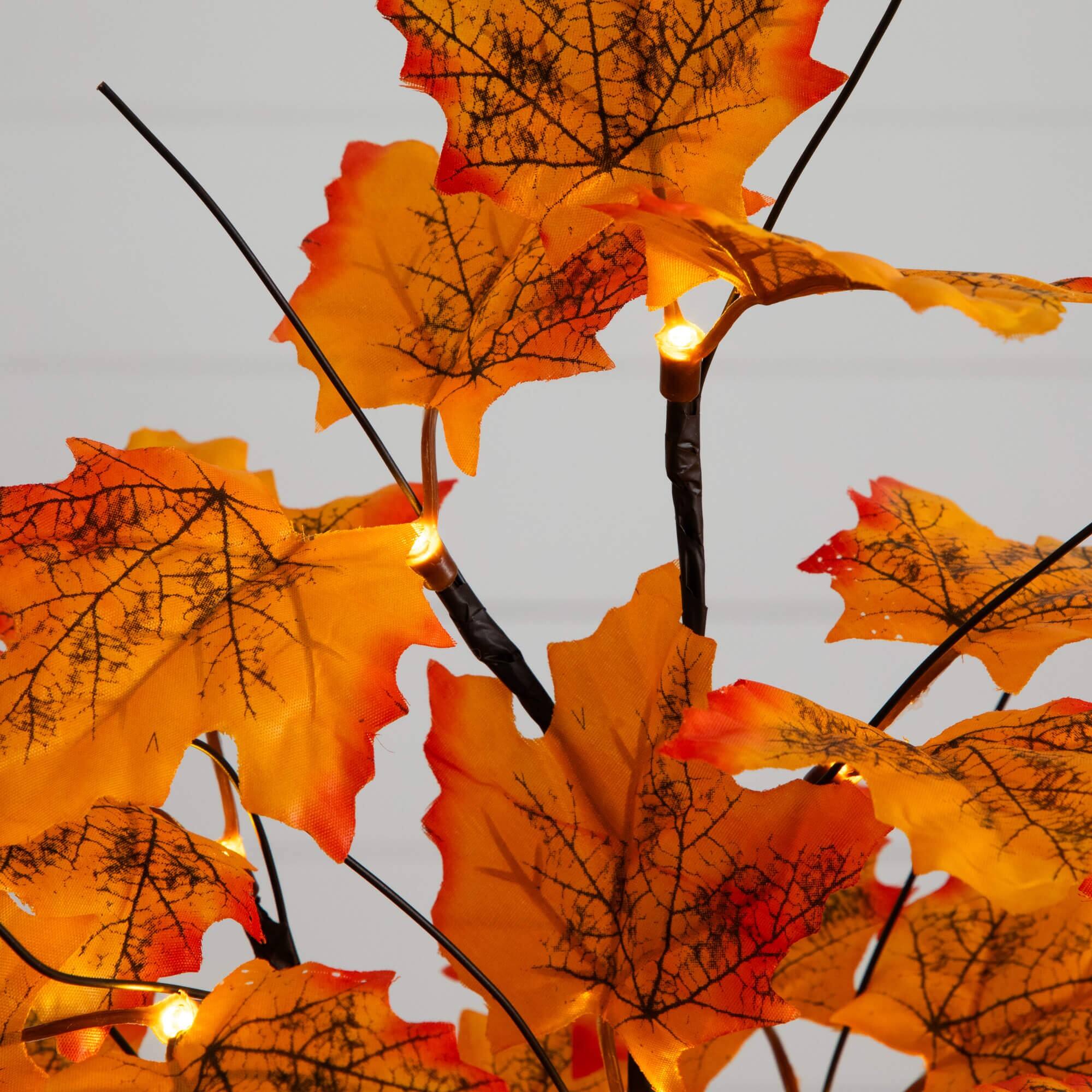 2ft. Pre-Lit Autumn Maple Artificial Fall Tree with 24 Warm White LED Lights and Detachable Base